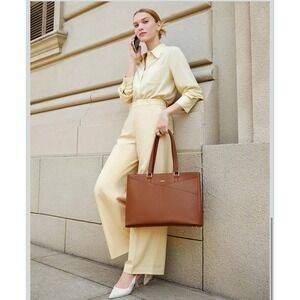 LOVEVOOK Laptop Tote Bag for Women 15.6 Inch Waterproof PU Leather Computer Bag